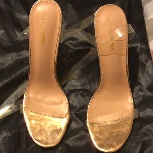 Clear nude 4 inch strap up heel